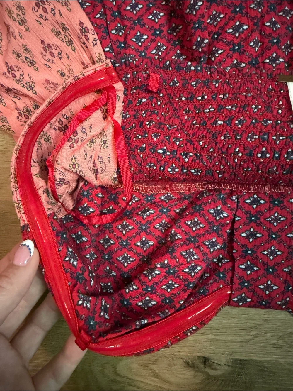 Free People Pink & Red Patchwork Mini Dress